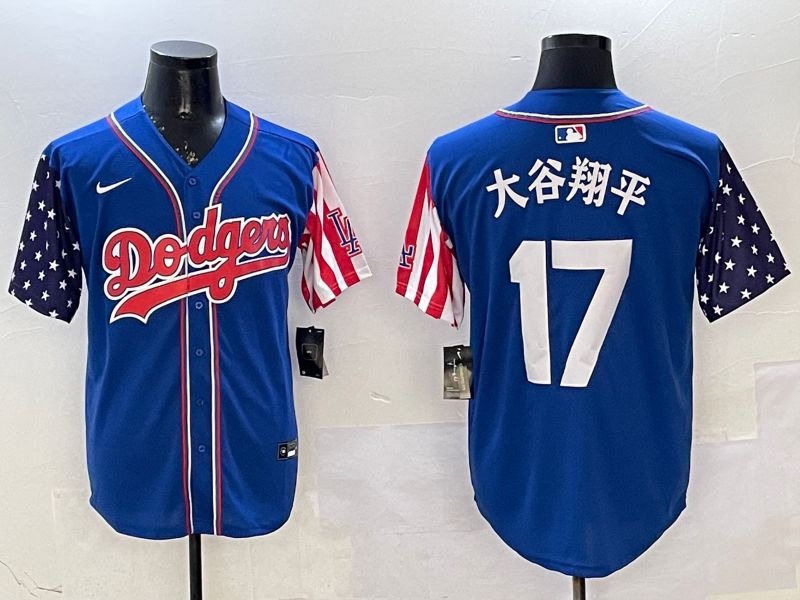 Men Los Angeles Dodgers 17 Ohtani Blue a generation of national flags Joint name 2025 Nike MLB Jersey style 12